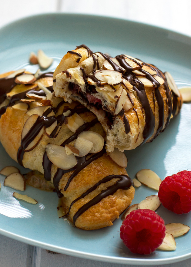 5 Ingredient Raspberry Almond Crescents with Chocolate