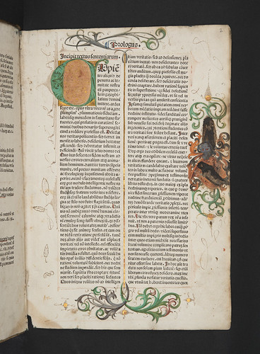 Illuminated and decorated page in Petrus Lombardus: Sententiarum libri IV