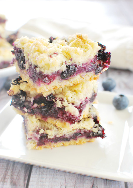 Blueberry Crumb Bars - fresh blueberry bars with a crumb topping. The perfect use for summer blueberries! 