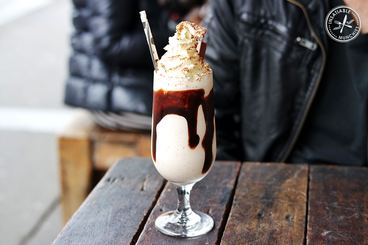 Kit Kat, peanut butter, chocolate syrup & whipped cream