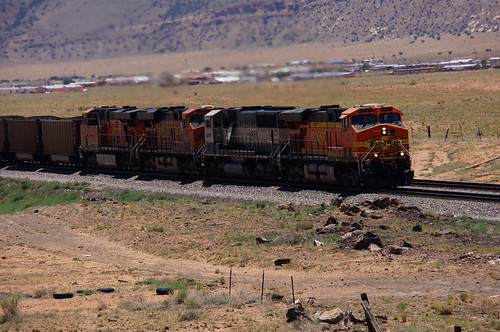 Train by pre-1937 Route 66, Correo, New Mexico
