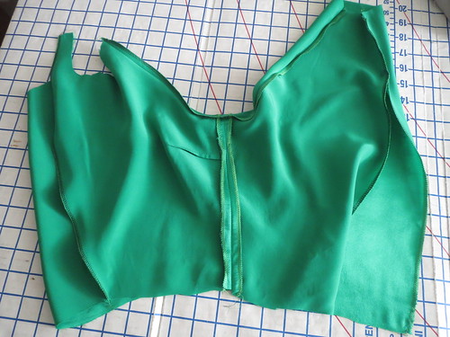 Sew Bodice and Lining at Armscye, Center Front, and Upper Center Back