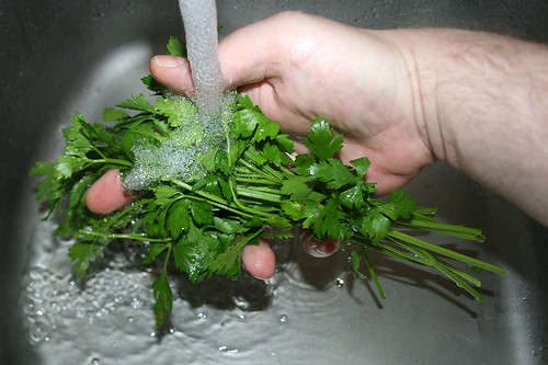 35 - Petersilie abspülen / Wash parsley