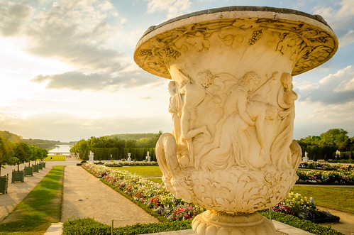 travel sunset summer sculpture paris france gardens garden french europe versailles vase