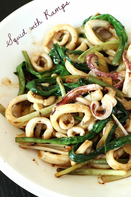 Squid with Ramps in Black Bean Sauce title pic