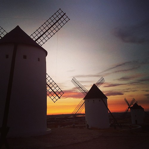 instagramapp square squareformat iphoneography uploaded:by=instagram unknown lamancha molinosdeviento spain sunset atardecer