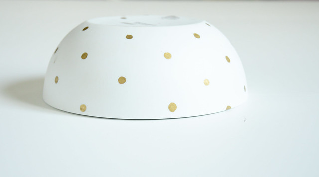 Easy DIY - Gold sharpie polka dot white bowl