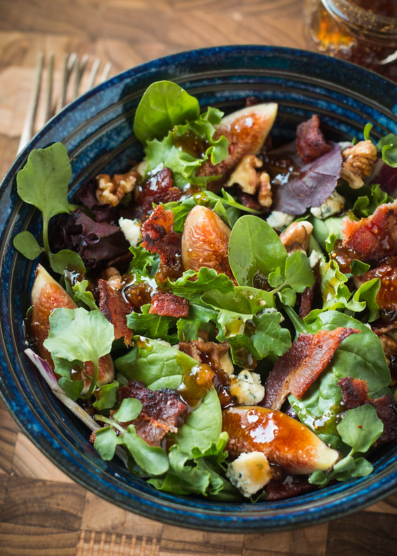 Fig, Bacon, & Blue Cheese Salad with Fig Balsamic Dressing | Will Cook For Friends
