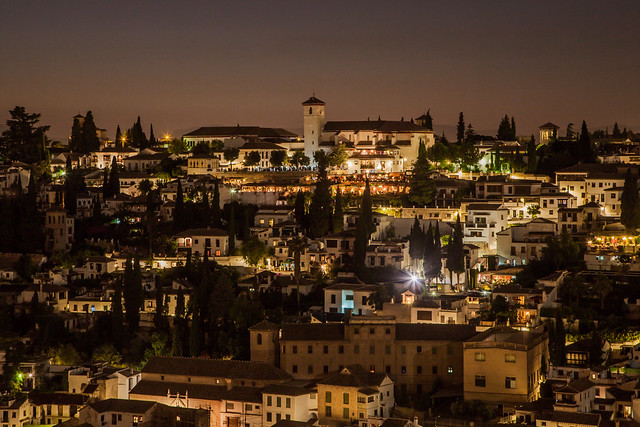 Night view from Alhambra de Granada, Andalousia Spain - Image Picture Photography