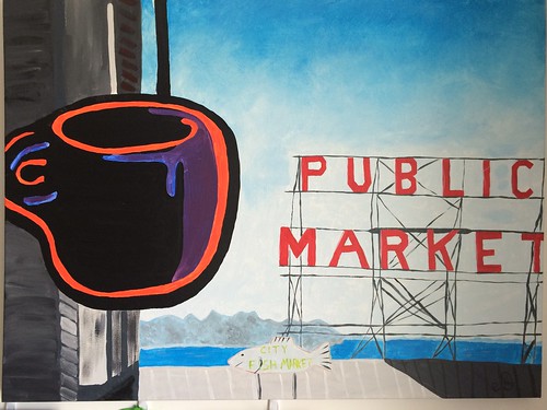 Original painting of Pike Place Market copyright 2014 Evin O'Keeffe