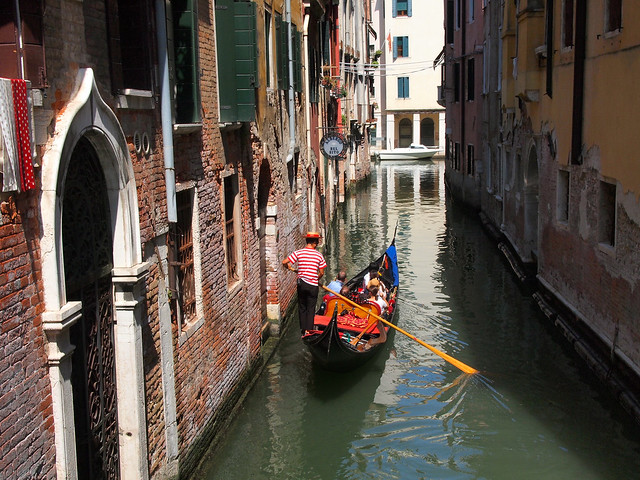 Gondola in a canal in Venice