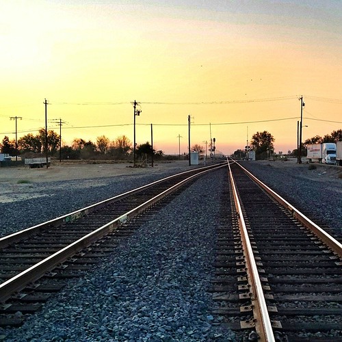 Central Valley sunset.  #chowchilla #railroad #tracks
