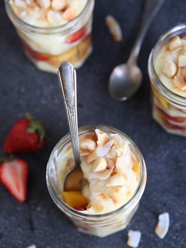 Tropical Rum Trifles with Coconut Cream from completelydelicious.com