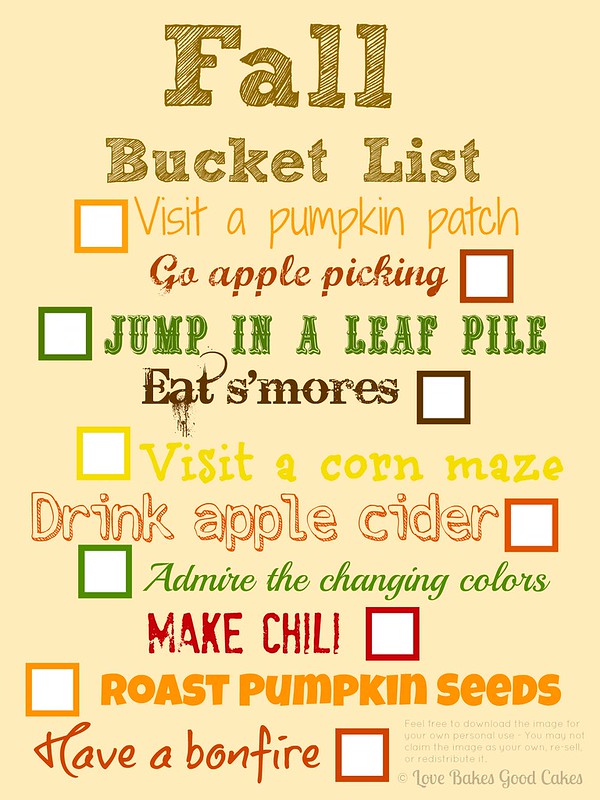 {FREE} Fall Bucket List printable.