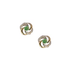 9ct Yellow & White Gold Emerald Stud Earrings