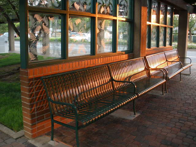 Benches in the evening sunlight