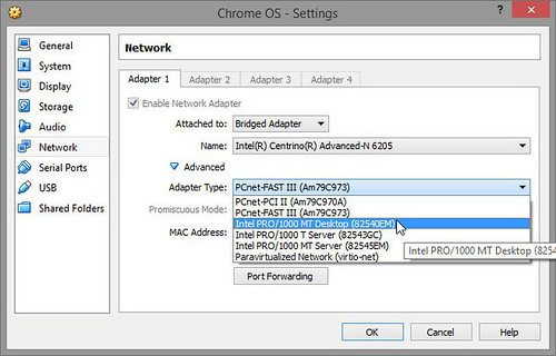 Ustawienia Network dla Chrome OS