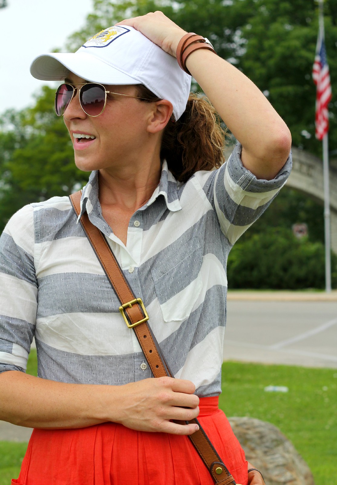 how to style baseball caps with skirts via Kristina J blog