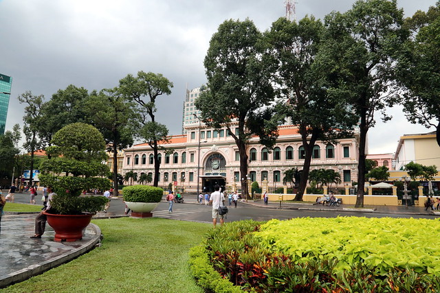 Saigon Central Post Office is just across from the Saigon Notre-Dame Basilica