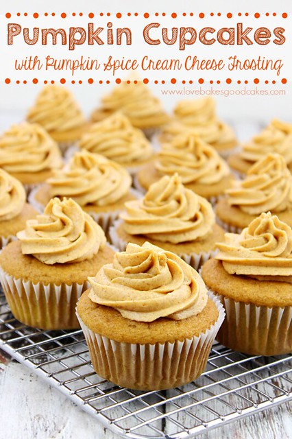 Pumpkin Cupcakes with Pumpkin Spice Cream Cheese Frosting | Love Bakes ...