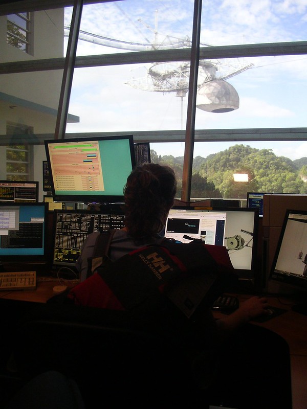 Sondy Alessondra Springmann viewing Arecibo Observatory from the telescope control room