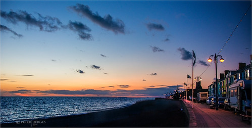 sunset sea beach evening coast silhouettes aberystwyth prom