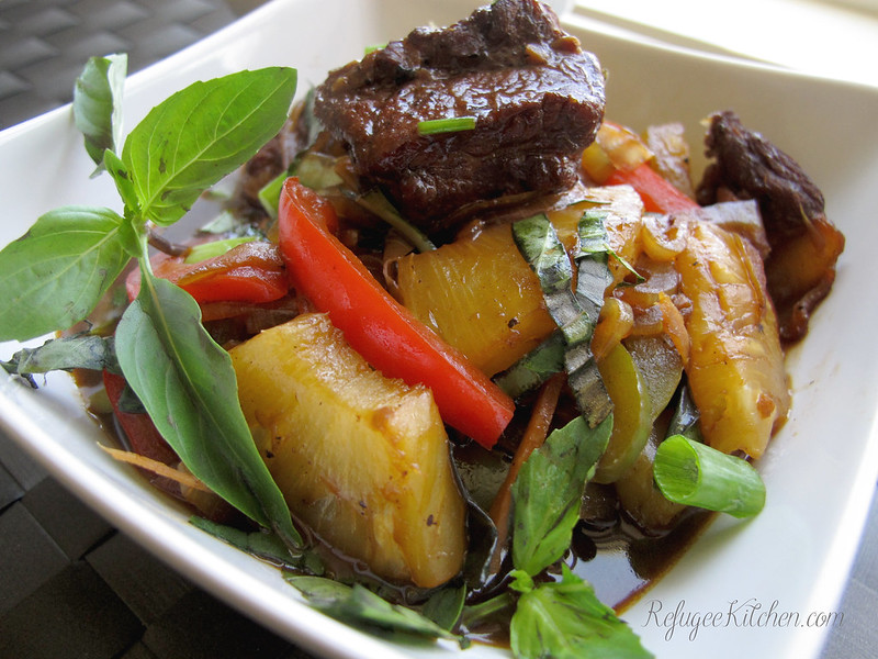 Short Ribs Stir Fry w/ Peppers, Pineapple and Thai Basil