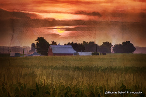 sunset texture painting artistic farm iowa topaz simplify