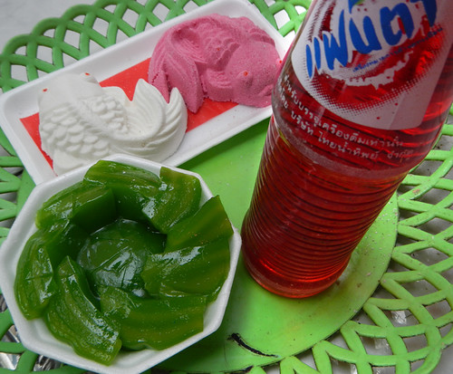 Red Soda and Molded Jelly in Bangkok's weekend Chatuchak Market