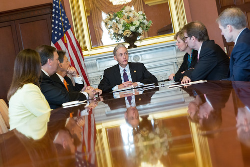 Rep. Trey Gowdy (SC) meets with the other appointed majority members of the Select Committee on the Events Surrounding the 2012 Terrorist Attack in Benghazi.