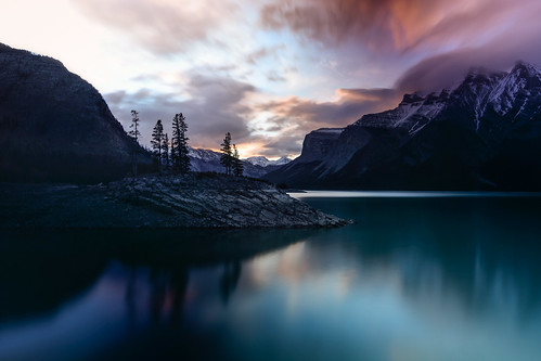 park morning blue trees mountain lake mountains color colour reflection clouds sunrise rockies spring purple lakes may rocky national getty banff milky minnewanka calendar2015