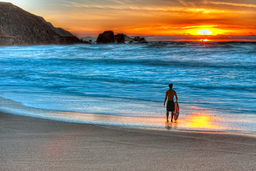 ocean california sunset people beach solitude unitedstates pacifica hdr pacificcoast digimarc
