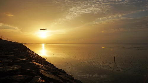 morning sea sunrise airplane incheon