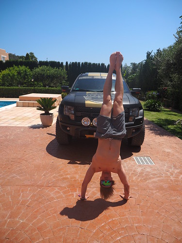Ibiza - Matti going for a pre-party handstand