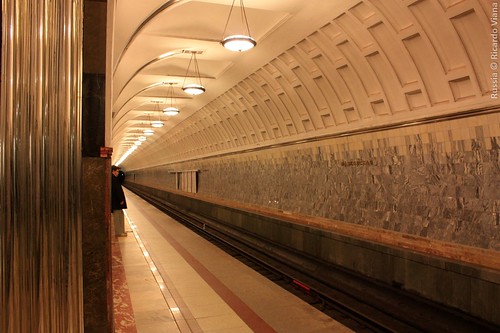 Mayakovskaya metro station. Moscow, Russia.