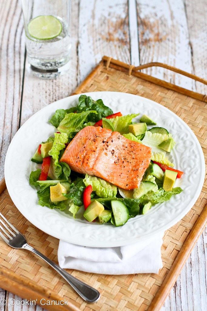 Salmon & Avocado Salad Recipe with Miso Lime Dressing | Cookin' Canuck
