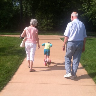 Showing off for Nonnie and Poppi