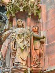 Statues on the side of the Cathedral, Strasbourg, France
