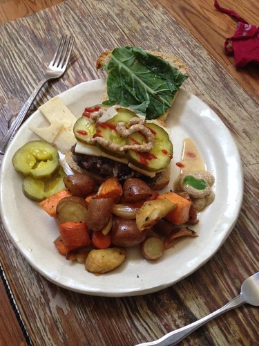Vegetarian Dinner: Roast Veggies and 3 Bean Burgers