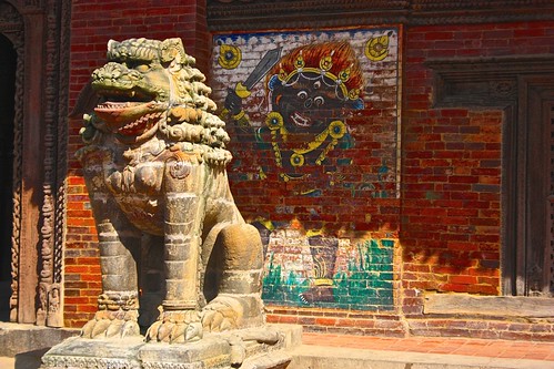 A lion and mural