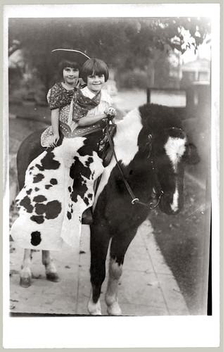RPPC Two Girls on a Pony