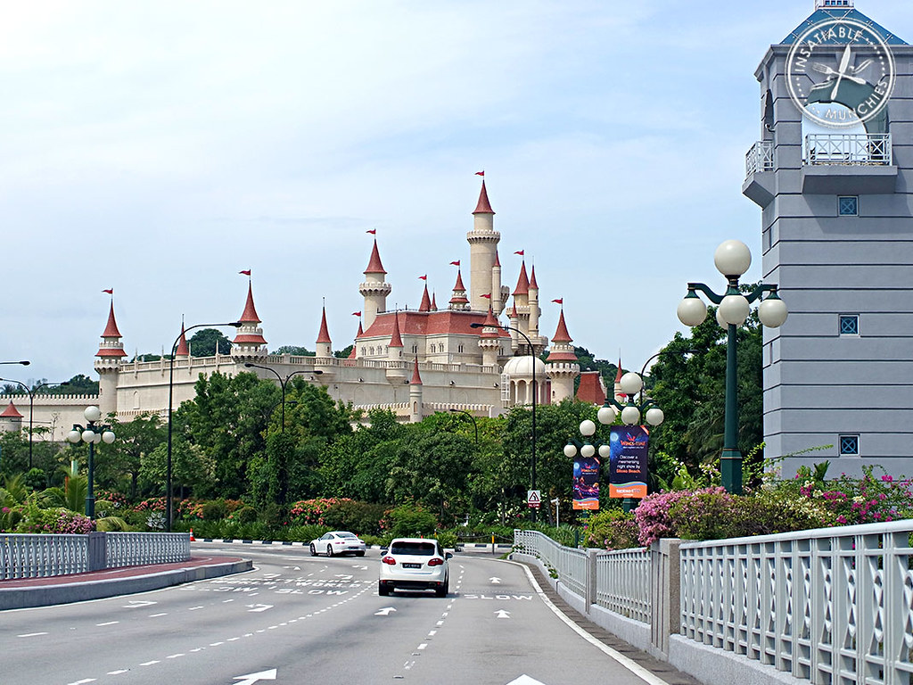The drive into Sentosa, one of Singapore's holiday islands, is a picturesque one. This particular view looks like the Disneyland castle to me!