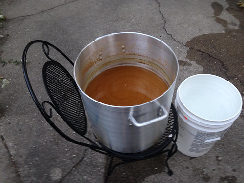 Wort chilled and ready to be dumped into fermenter bucket