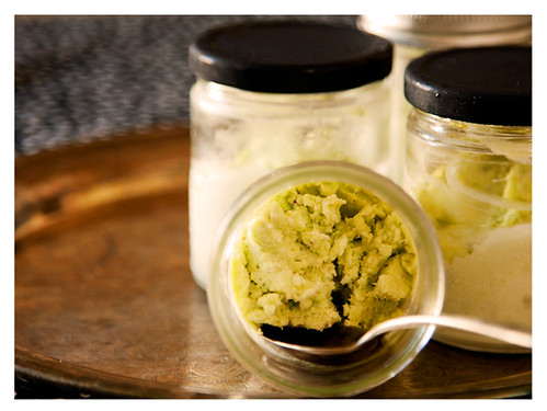 Individual Servings of Vegan Gluten-Free Pineapple Pistachio Basil Ice Cream in Easy to Transport Jars