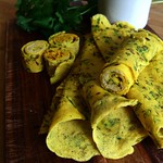  Chickpea flour pancakes with cumin and fresh coriander