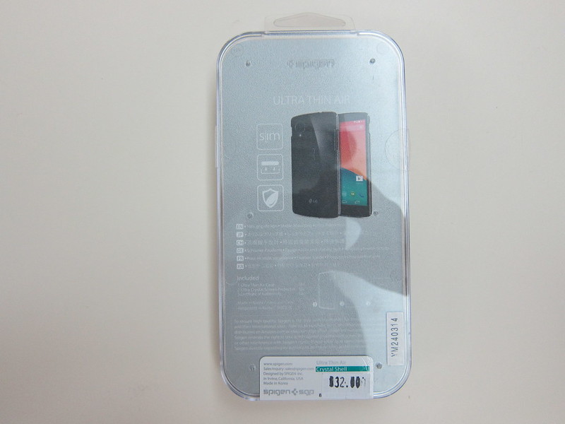 Spigen Ultra Thin Air Case for Nexus 5 - Packaging Back