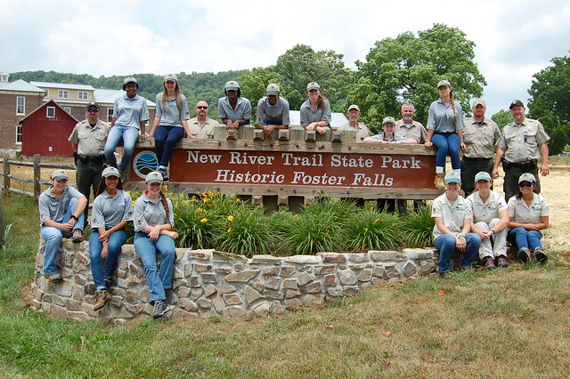 The New River Trail crew poses with many park staff in their group picture