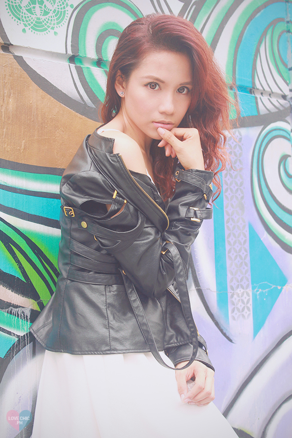 shai lagarde love chic shailagarde black leather jacket white dress black clogs street grunge outfit 7