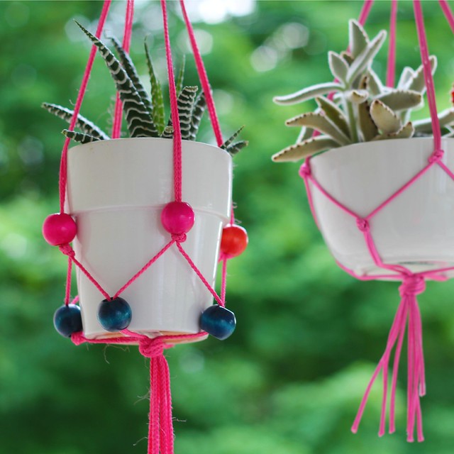 how to make a beaded plant hanger tutorial via Kristina J blog
