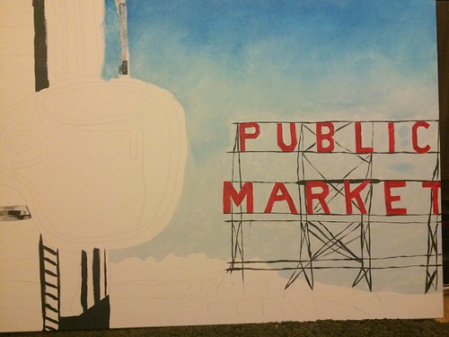 Original painting of Pike Place Market Copyright 2014 Evin O'Keeffe